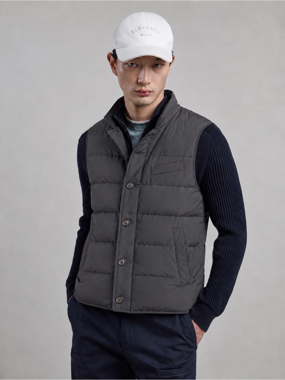 Eleventy Milano Padded Gilet Vest in Charcoal